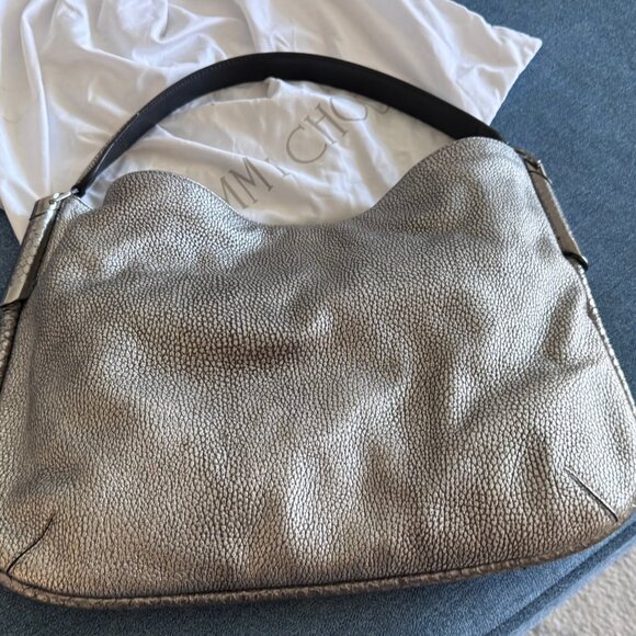 Beautiful AUTHENTIC Jimmy Choo Metallic Silver Pebbled Leather Bag - LIKE NEW! - Picture 12 of 14